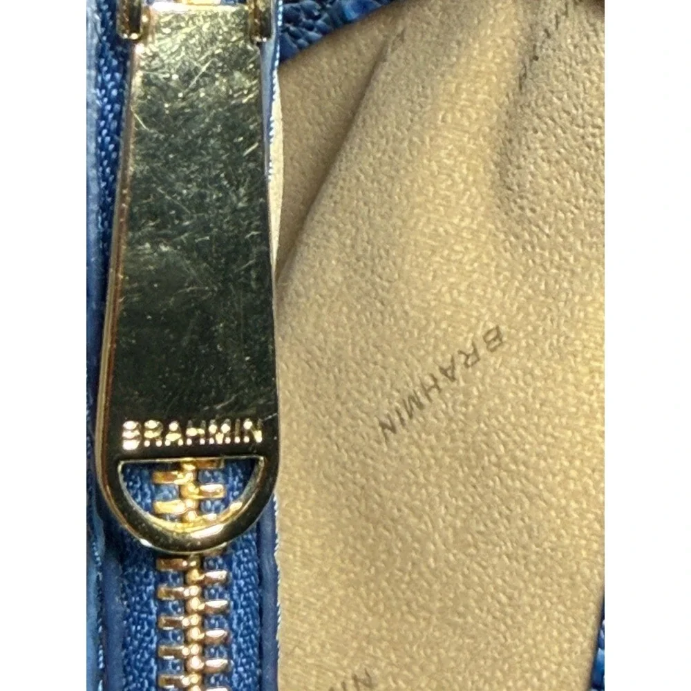 Brahmin Melbourne Sapphire Blue Embossed Croc Leather Tote Satchel Bag Purse